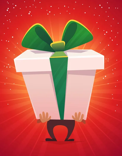 Велика Величезна Подарункова Коробка Бажає Щасливого Новорічного Подарункового Привітання Класичне — стоковий вектор