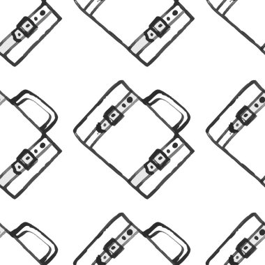Bagaj seamless modeli seyahat. moda elle çizilmiş mürekkep stil üzerinde beyaz backgrownd izole siyah dağılımı satırlarla. Kağıt arka plan illüstrasyon kaydırma tekstil kumaş için tekrarlanabilir doku