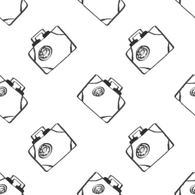 Bagaj seamless modeli seyahat. moda elle çizilmiş mürekkep stil üzerinde beyaz backgrownd izole siyah dağılımı satırlarla. Kağıt arka plan illüstrasyon kaydırma tekstil kumaş için tekrarlanabilir doku