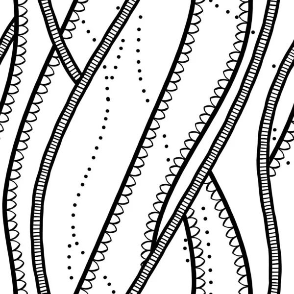 Abstrakte Linien Wellen Muster Nahtlos Kurve Verflechten Linienform Handgezogene Haare — Stockvektor