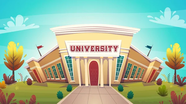 öğrenciler için üniversite kampüs binası salon eğitimi karikatür vektör illüstrasyon , kardeşlik akıllı nerd sınıfları hipster gençler meslek seçimi gelecek bilgi günü