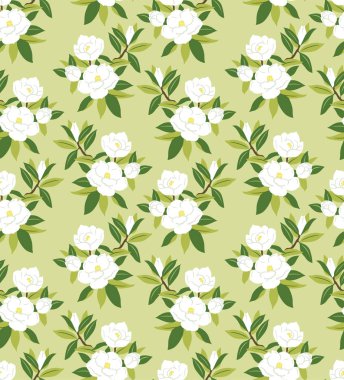 Japon manolya çiçek dikişsiz desen