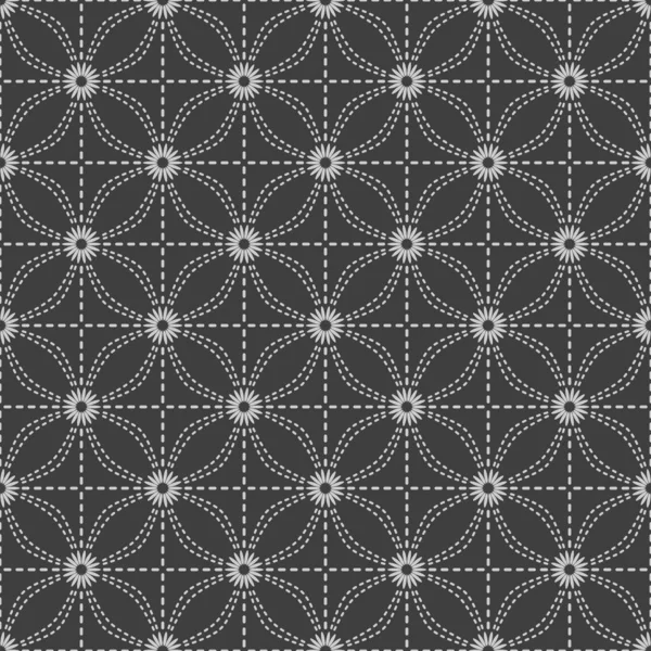 Sashiko Japanese Interlocking Circles Seamless Pattern — Stock Vector