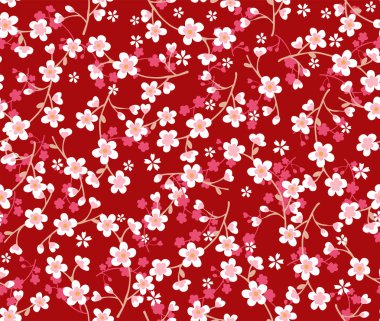 Pembe arka plan üzerinde Japon kiraz çiçeği dikişsiz desen