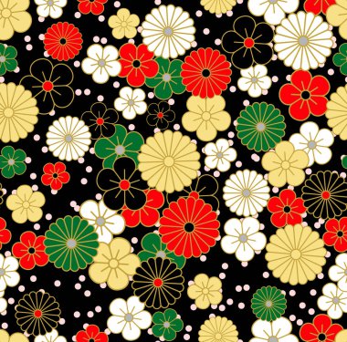 Japon çiçekleri pürüzsüz desen