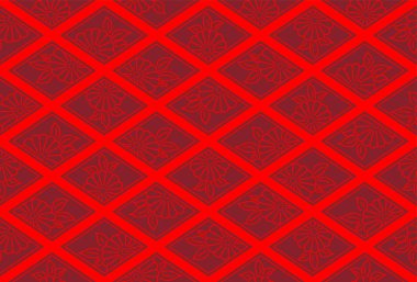 Japon kırmızı çiçek elmas dikişsiz desen