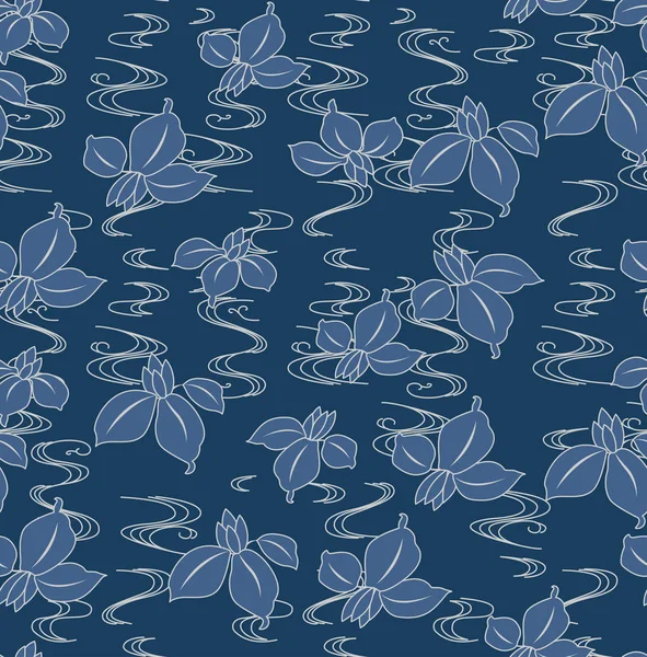 Japanese Paulownia Orchid Flower Seamless Pattern — Stock Vector
