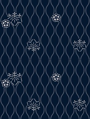 Japon erik çiçekleri ve paulownia dikişsiz desen