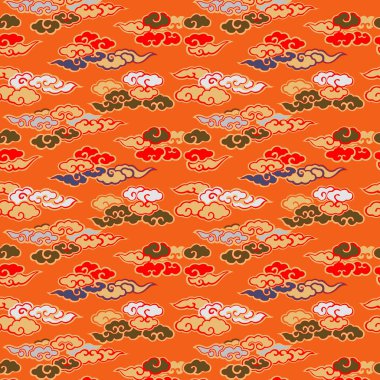 Japon bulut vintage dikişsiz desen