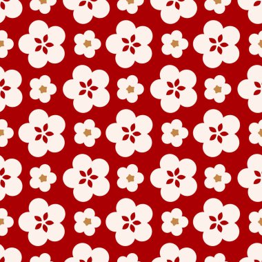 Japon Sevimli Büyük Kiraz Çiçeği Dikişsiz Desen