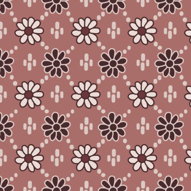 Japon Kahverengi Çiçek Dikişsiz Desen
