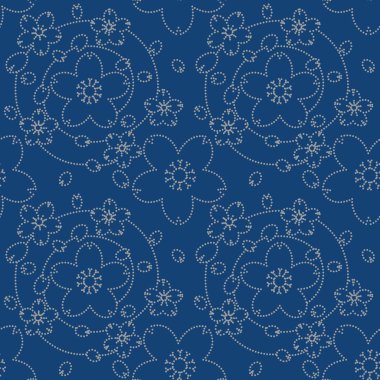 Japon Spiral Kiraz Çiçeği Sanat Dikişsiz Desen