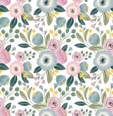 Boyama Çiçek Sanat Dikişsiz Desen