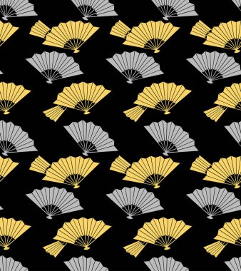 Japon Altın ve Gümüş Katlanır Fan Sanat Dikişsiz Desen
