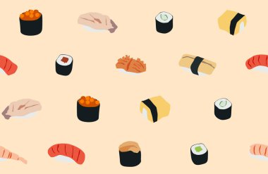 Japon Sevimli Suşi Dikişsiz Desen