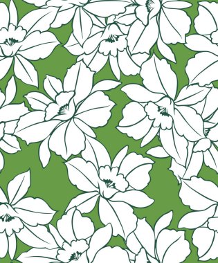 Japon Tropikal Çiçek Dikişsiz Desen