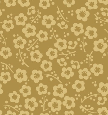 Japon Altın Kiraz Çiçeği Dikişsiz Desen