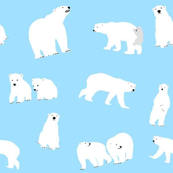 Roztomilý Lední Medvěd Bezešvé Vzor — Stockový vektor