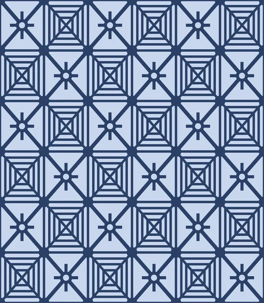 Japanse Blauwe Diagonale Vierkante Naadloze Patroon — Stockvector