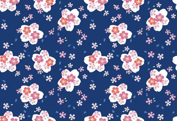 Japanische Kirschblüte Nahtloses Muster — Stockvektor