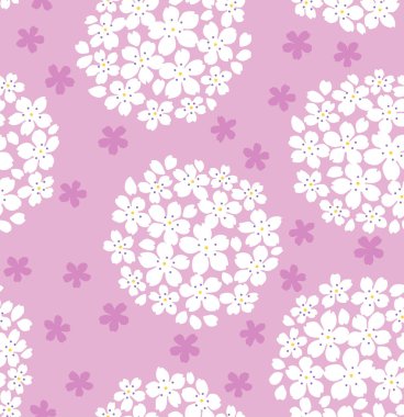 Japon Kiraz Çiçeği Buketi Dikişsiz Desen