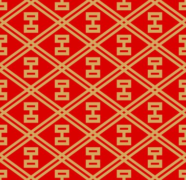 Japon Kırmızı Elmas Geometrik Dikişsiz Desen