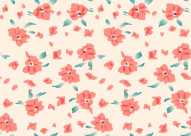 Japon Boyalı Çiçek Vektörü Kusursuz Desen