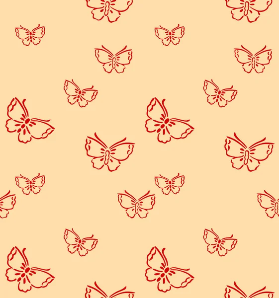 Japane Butterfly Motif Stamp Vector Seamless Pattern — Stock Vector