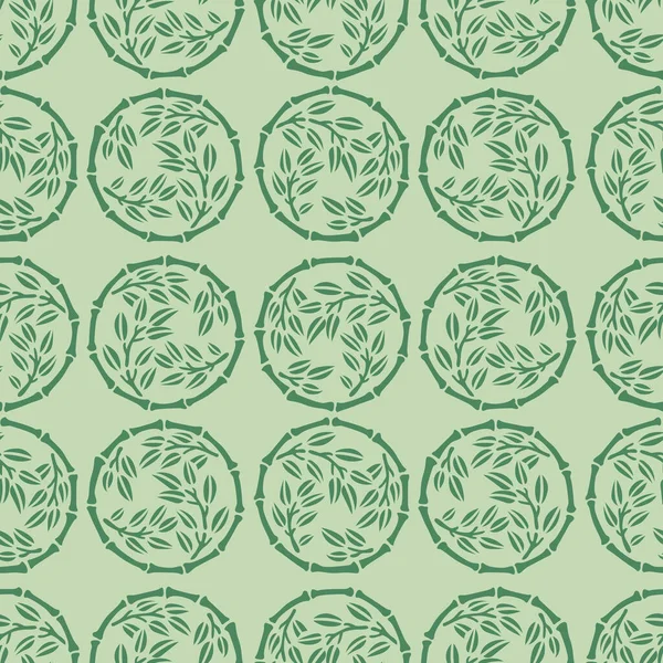 Modèle Sans Couture Cercle Bambou Vert Japonais — Image vectorielle