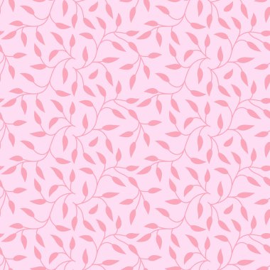 Japon Pembe Yapraklı Sarmaşık Vektör Kusursuz Desen