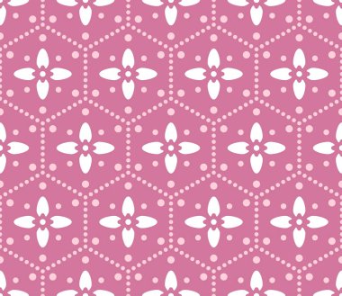 Japon Pembe Altıgen Çiçek Vektörü Kusursuz Desen