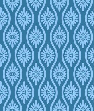 Japon Çiçek Döngü Hattı Vektörü Kusursuz Desen