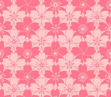 Japon Şirin Kiraz Çiçeği Vektörü Kusursuz Desen