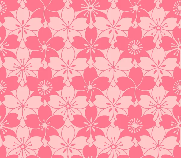 Japonais Mignonne Fleur Cerisier Vecteur Modèle Sans Couture — Image vectorielle