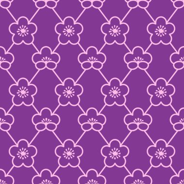 Japon Kiraz Çiçeği Elmas Vektörü Kusursuz Desen