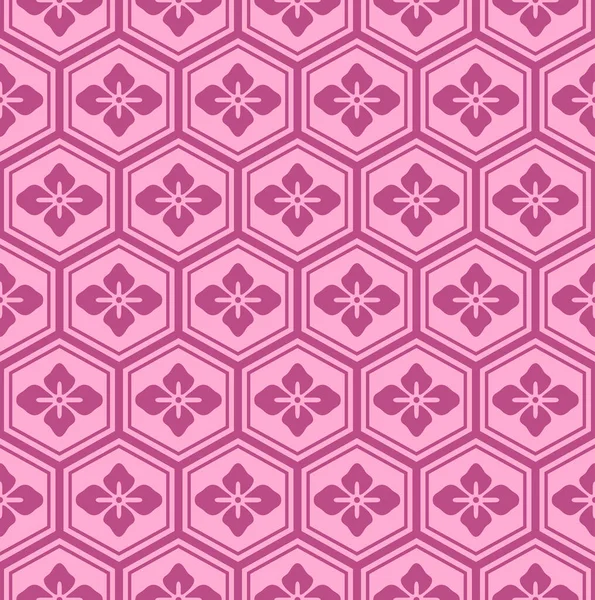 Японский Розовый Цветок Шестиугольник Вектор Бесшовный — стоковый вектор