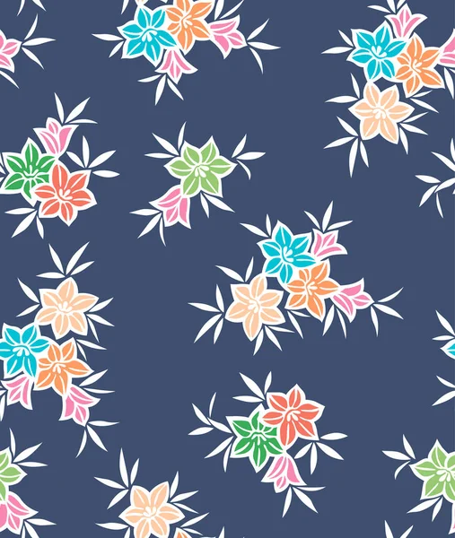 Japanese Colorful Bouquet Vector Seamless Pattern — Stock Vector