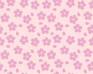 Japon Şirin Kiraz Çiçeği Vektörü Kusursuz Desen