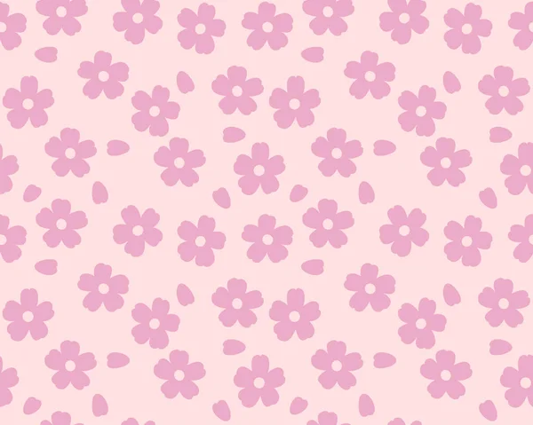 Japanese Cute Cherry Blossom Vector Seamless Pattern — Stock Vector
