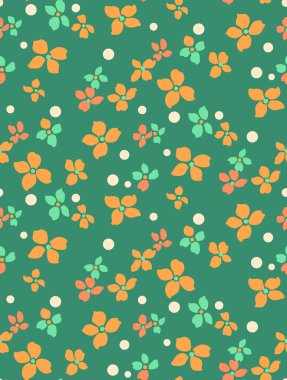 Japon Turuncu Çiçek Vektörü Kusursuz Desen