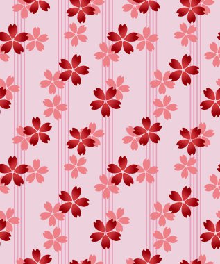 Japon Düşen Kiraz Çiçeği Vektörü Kusursuz Desen