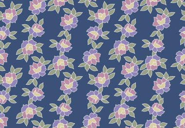 Japon Çiçeği Yaprak Vektörü Kusursuz Desen