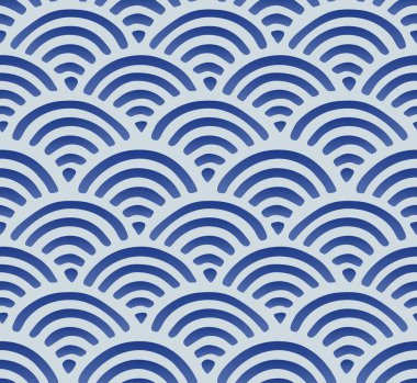 Japon Boyalı Fan Dalga Vektörü Kusursuz Desen