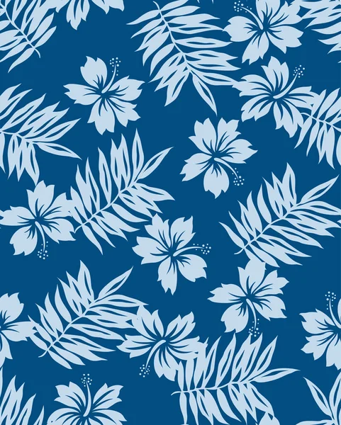 Japonês Hawaiian Flower Vector Padrão Sem Costura — Vetor de Stock