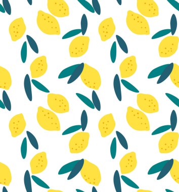 Japon Şirin Sarı Limon Vektörü Kusursuz Desen