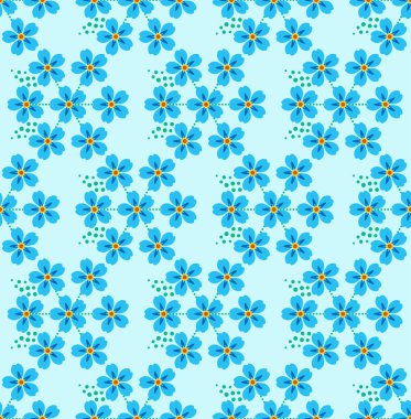 Japon Şirinliği Beni Unutma Çiçeksiz Vektör Deseni