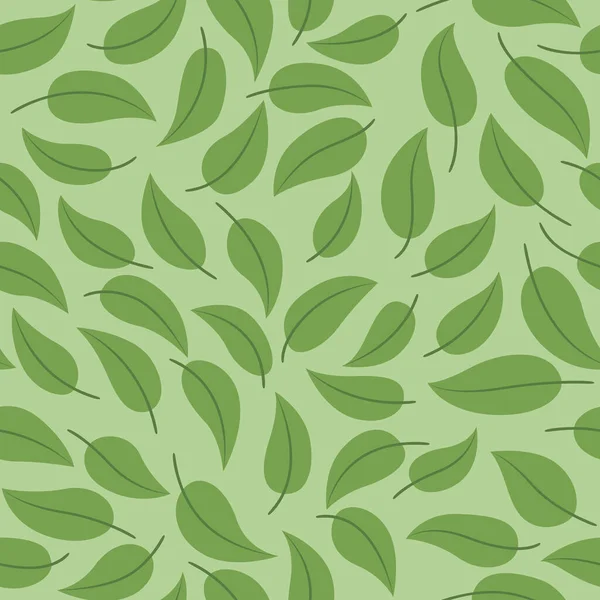 Japanese Green Leaf Vector Seamless Pattern — Stock Vector