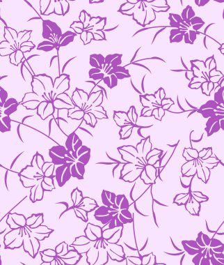 Japon Yumuşak Çiçek Motif Vektörü Kusursuz Desen