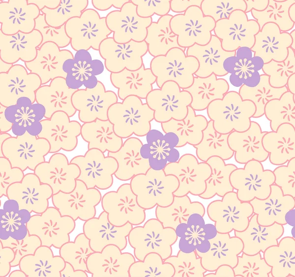 Japonais Mignonne Fleur Cerisier Vecteur Modèle Sans Couture — Image vectorielle