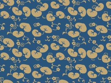 Japon Yuvarlak Yaprak Çiçeği Motif Vektörü Kusursuz Desen